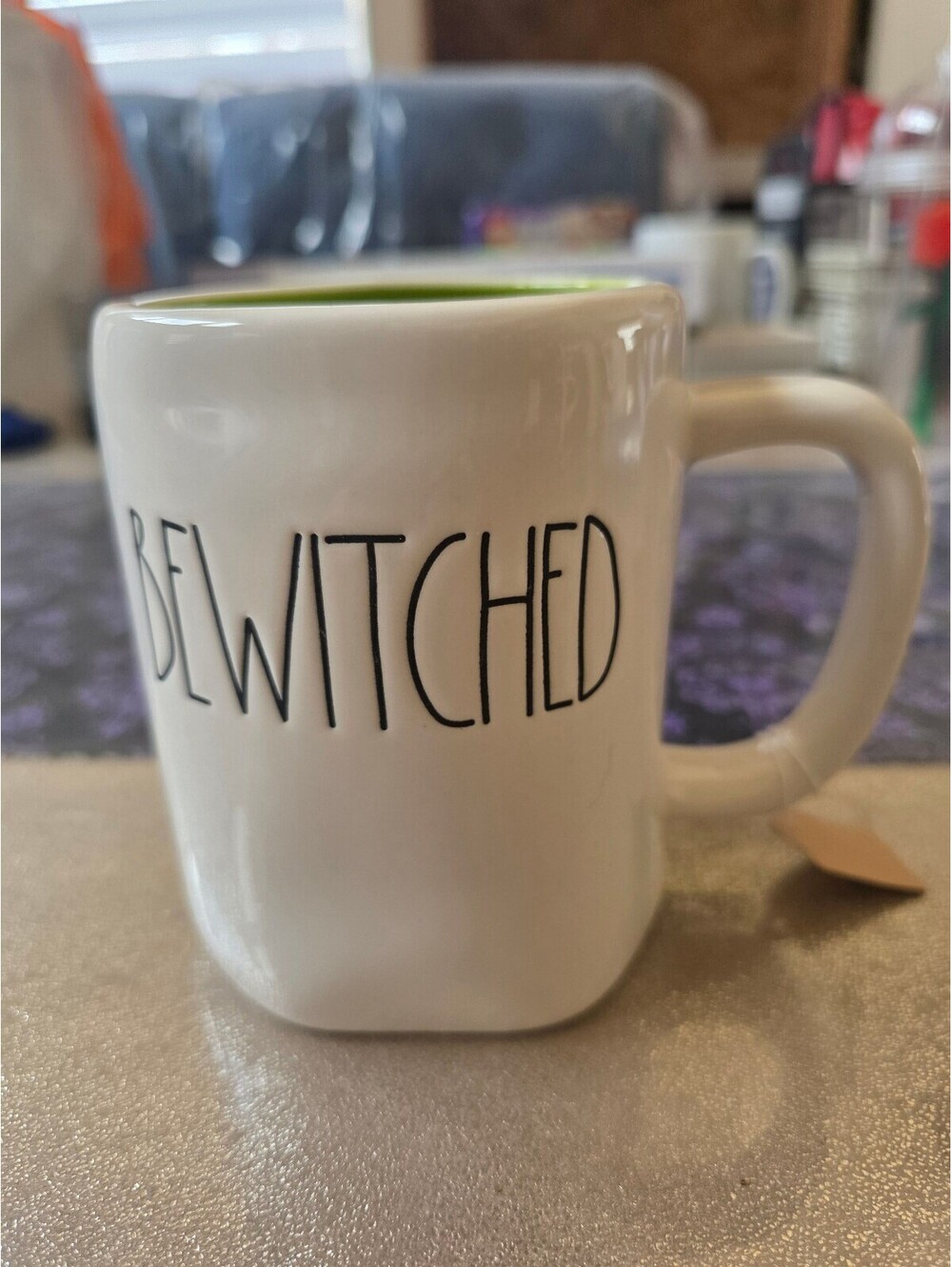 Rae Dunn BEWITCHED Ceramic Coffee Mug White and Green